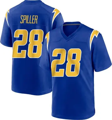 Youth Los Angeles Chargers Isaiah Spiller Royal Game 2nd Alternate Jersey By Nike